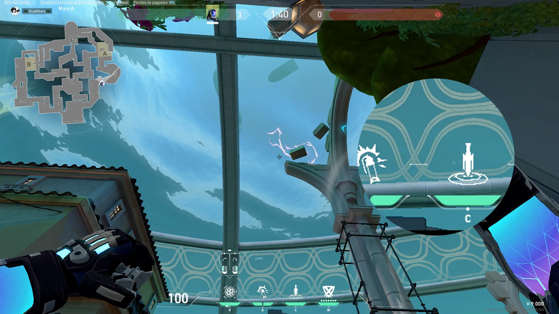 KAY/O Frag_Ment on Pearl Attack Site A — step 2 of 3: Aim — line up the shot