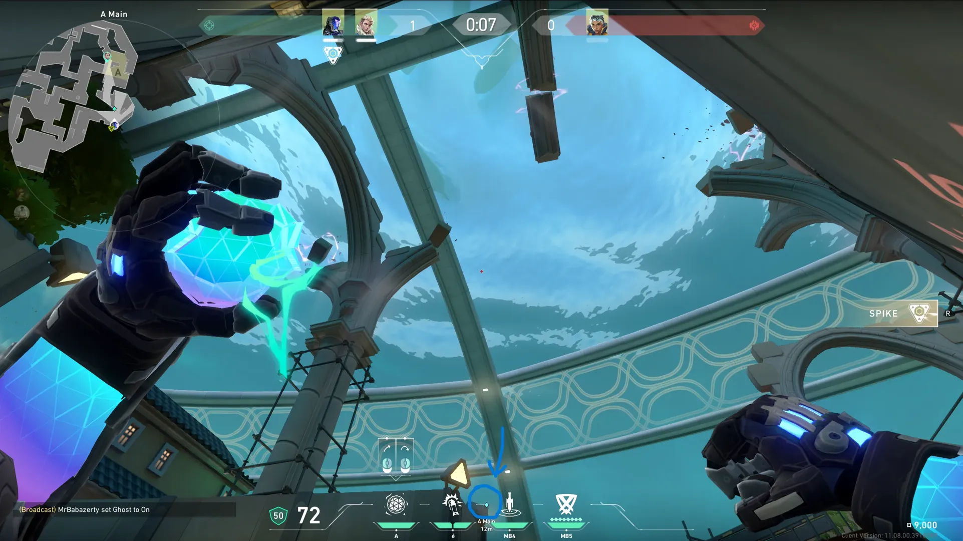 KAY/O Frag_Ment on Pearl Attack Site A — step 2 of 3: Aim — line up the shot