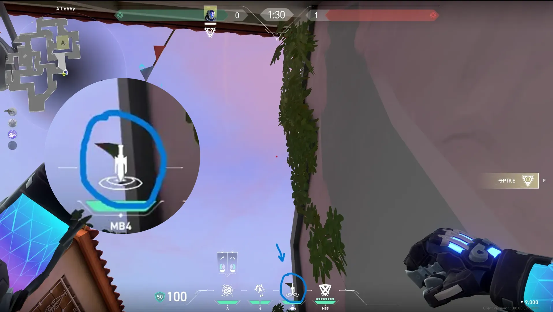KAY/O Frag_Ment on Sunset Attack Site A — step 2 of 3: Aim — line up the shot