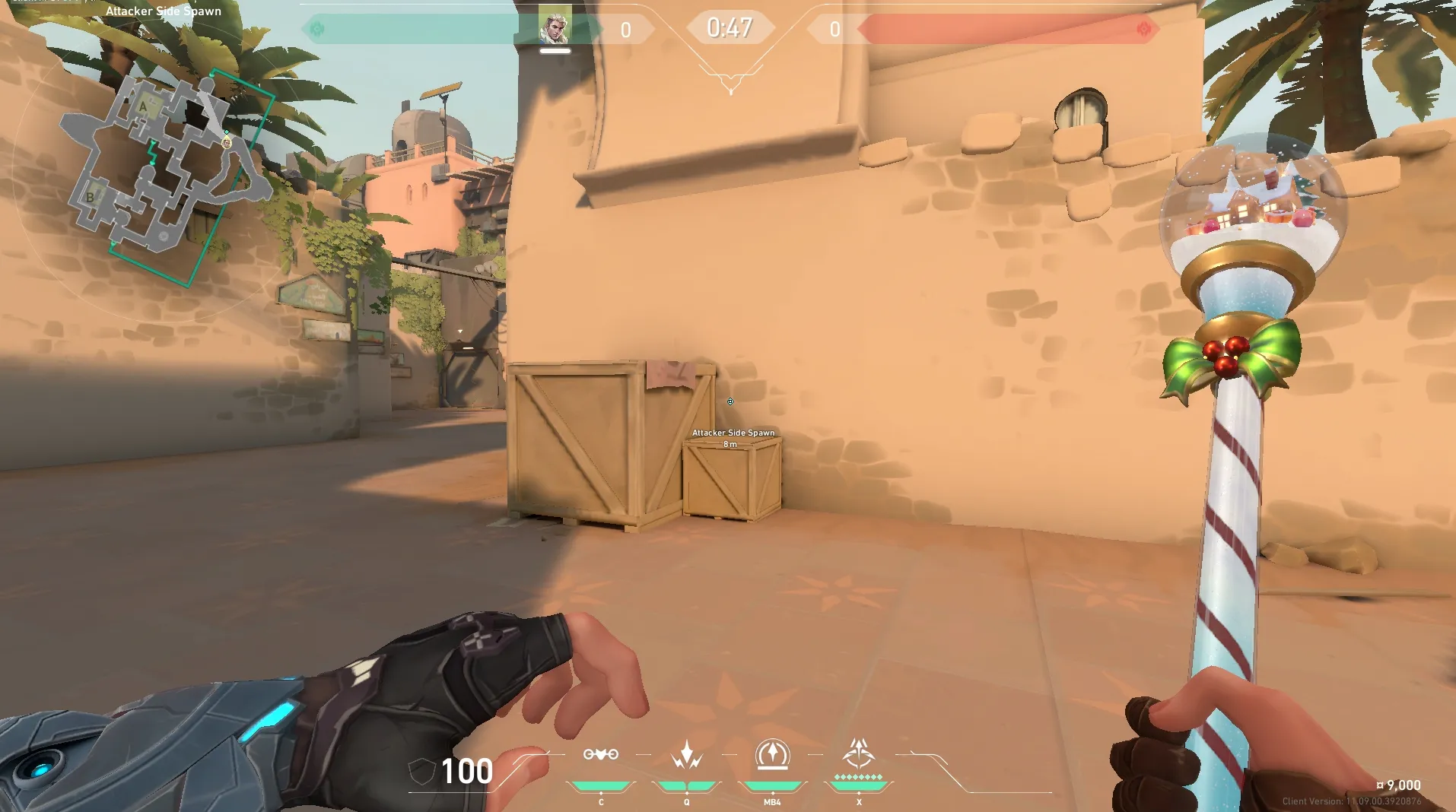 Defender Spawn to B Site (fake) — Sova lineup on Bind