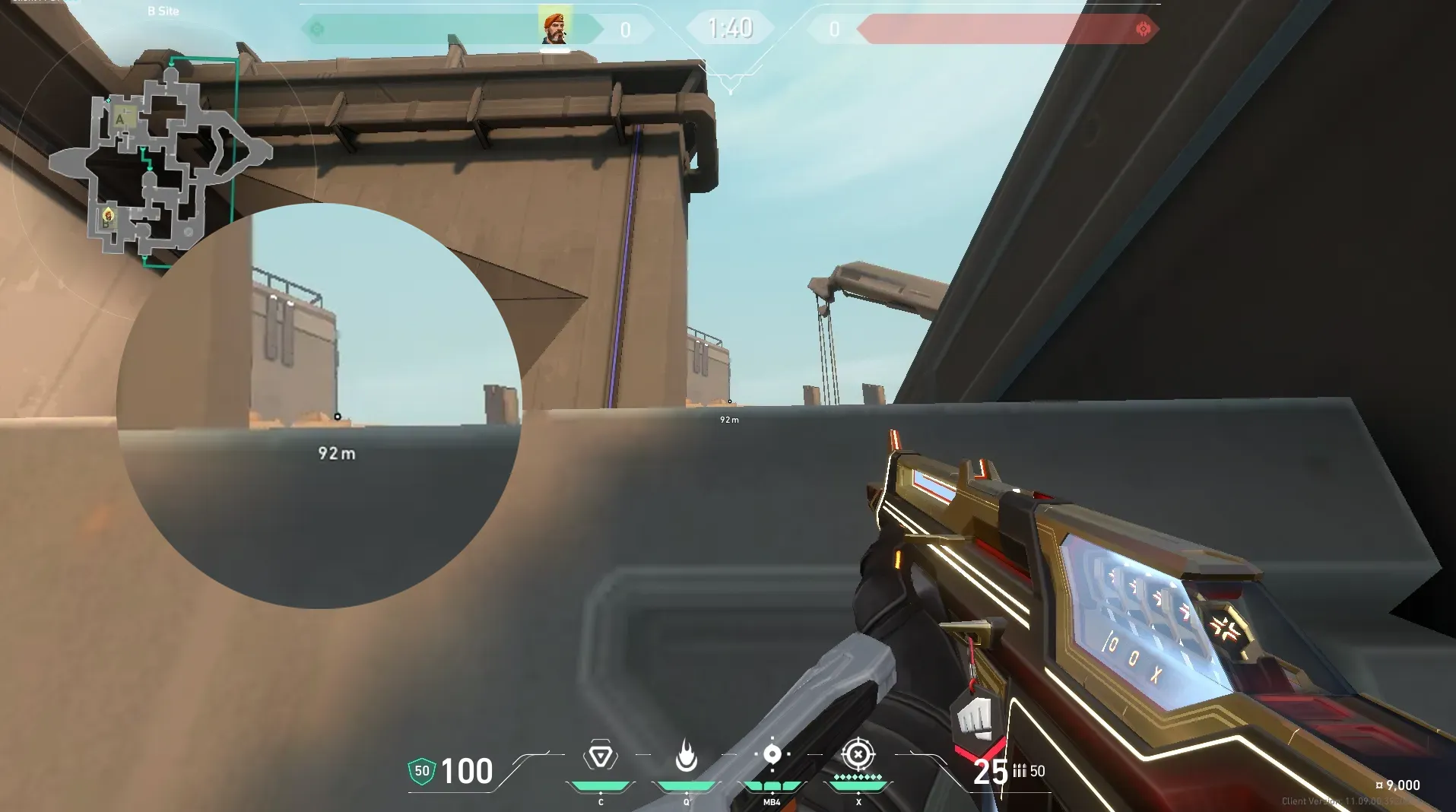 Brimstone Incendiary on Bind Defense Site A — step 2 of 5: Aim — line up the shot