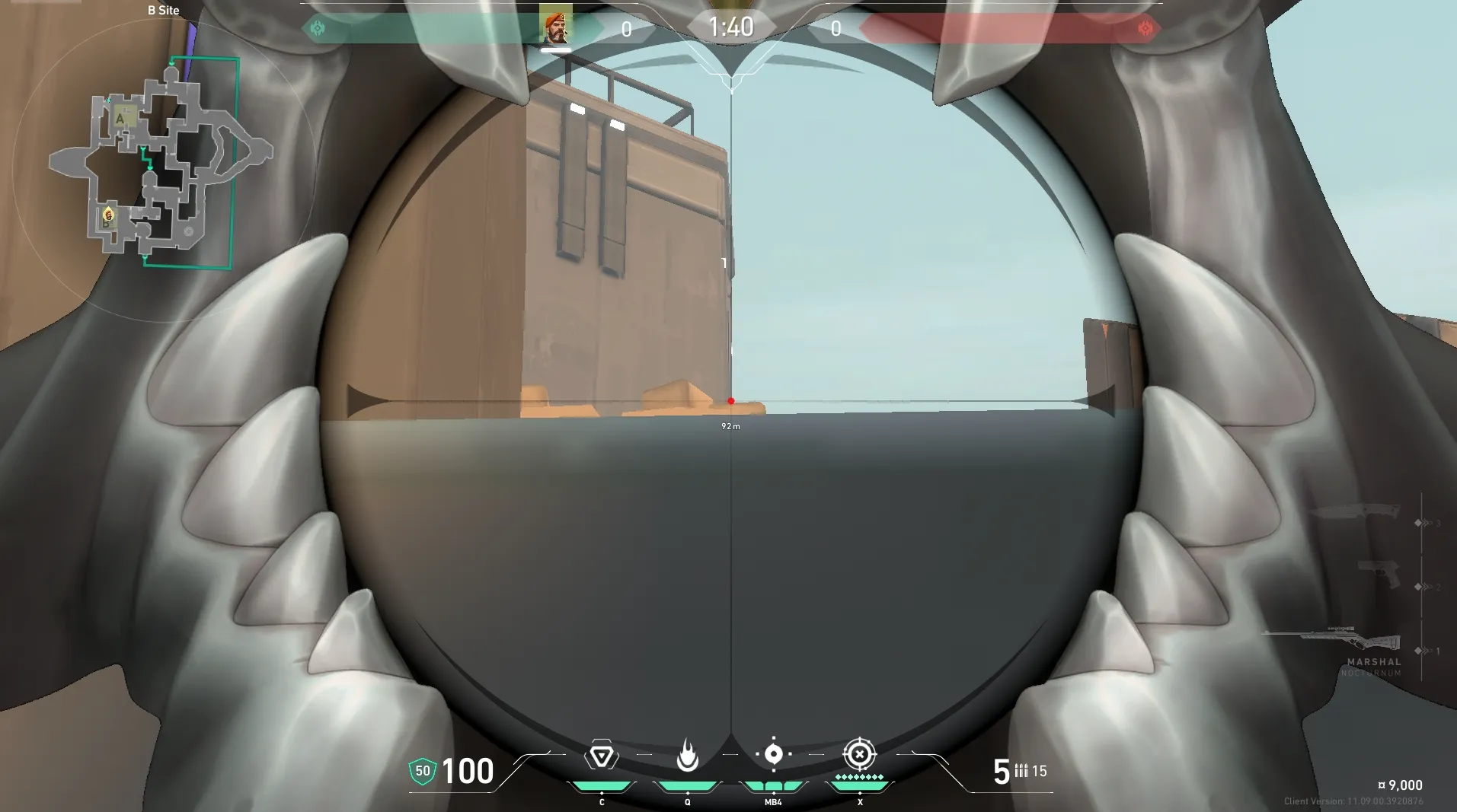 Brimstone Incendiary on Bind Defense Site A — step 3 of 5: Aim — line up the shot