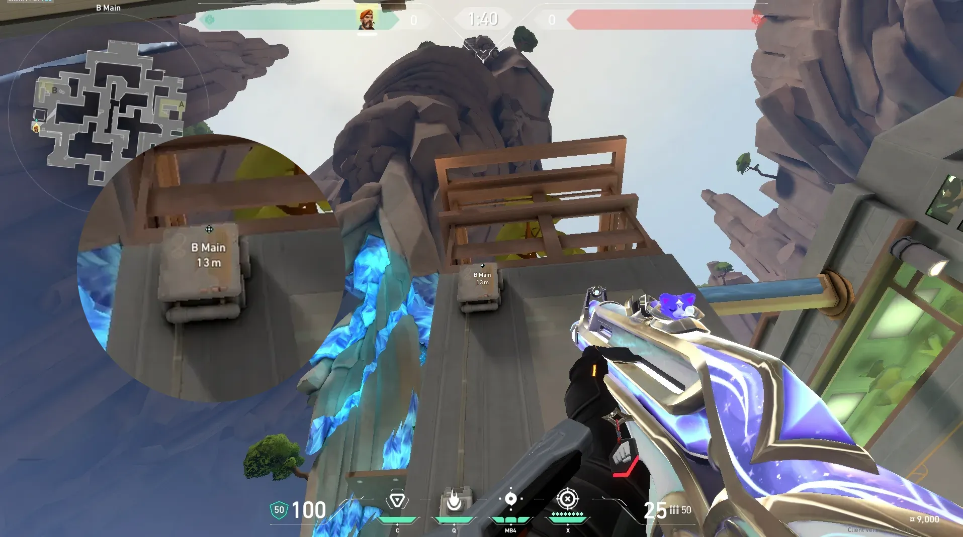 Brimstone Incendiary on Abyss Attack Site B — step 3 of 6: Aim — line up the shot