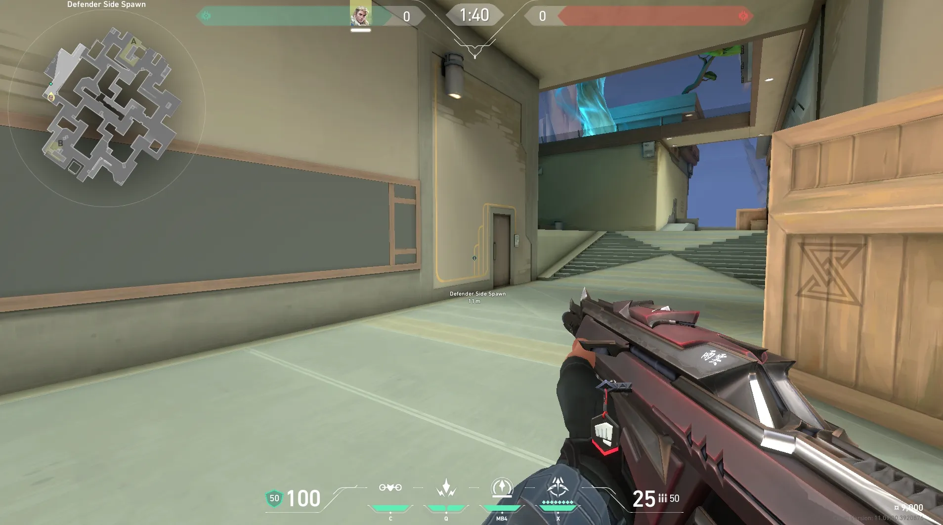 Defender Spawn to B Site — Sova lineup on Abyss