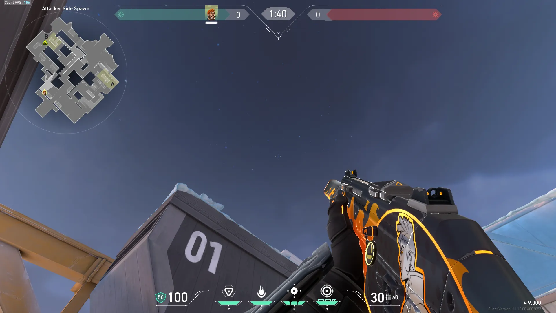 Brimstone Incendiary on Icebox Attack Site B — step 2 of 3: Aim — line up the shot