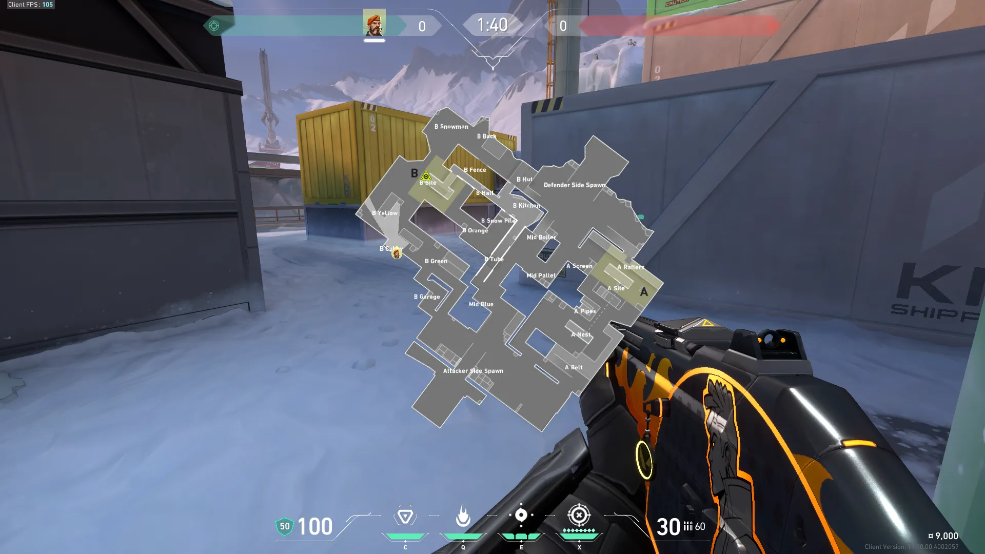 Brimstone Incendiary on Icebox Attack Site B — step 1 of 4: Position — where to stand