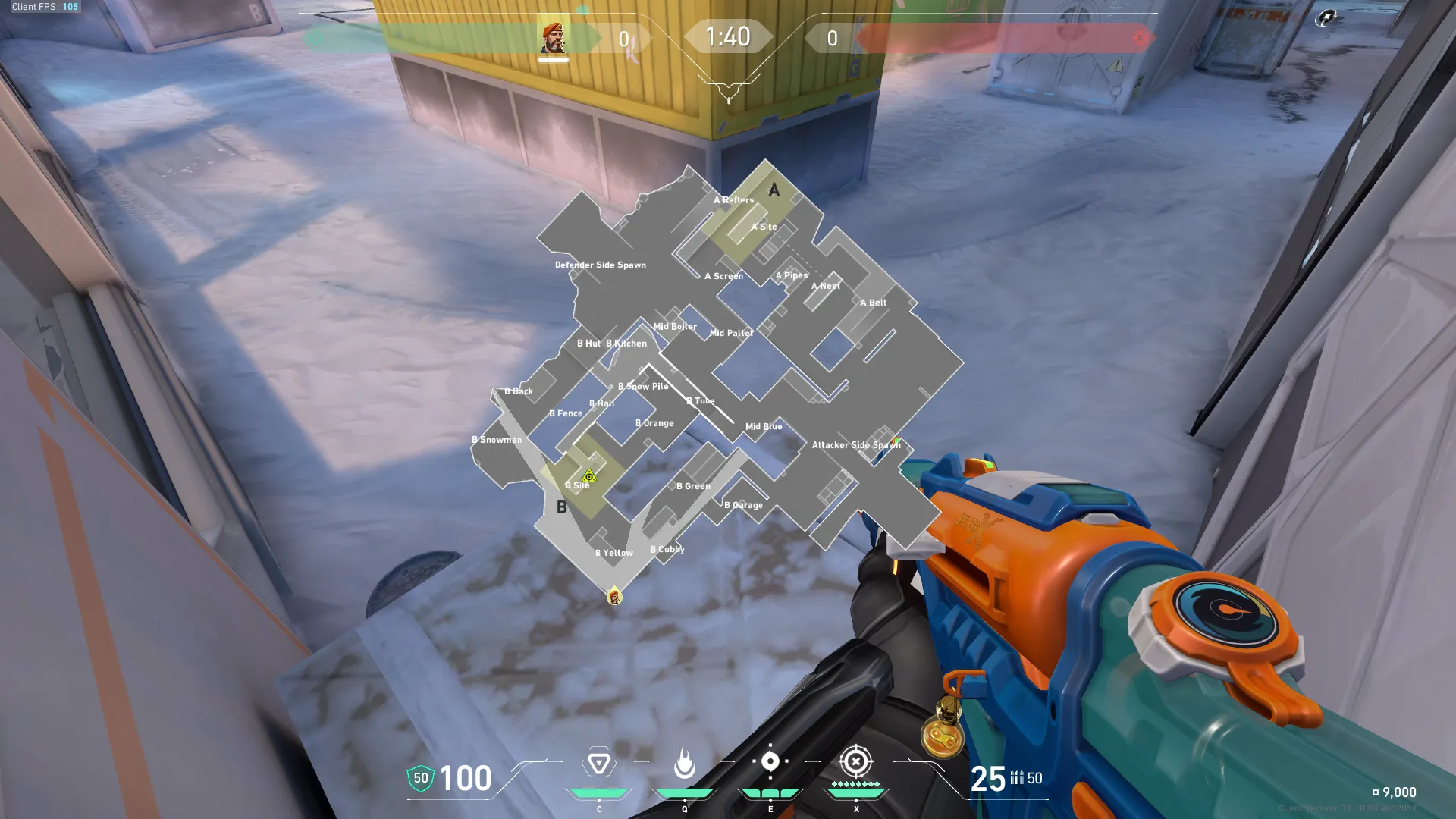 Brimstone Incendiary on Icebox Attack Site B — step 1 of 4: Position — where to stand