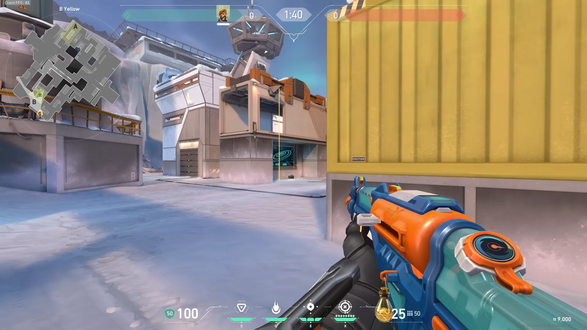 Brimstone Incendiary on Icebox Attack Site B — step 3 of 4: Aim — line up the shot