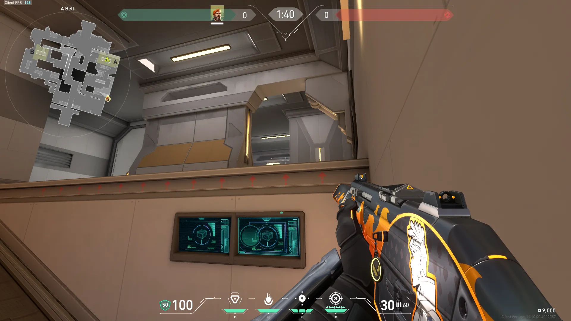 Brimstone Incendiary on Icebox Attack Site A — step 2 of 3: Aim — line up the shot