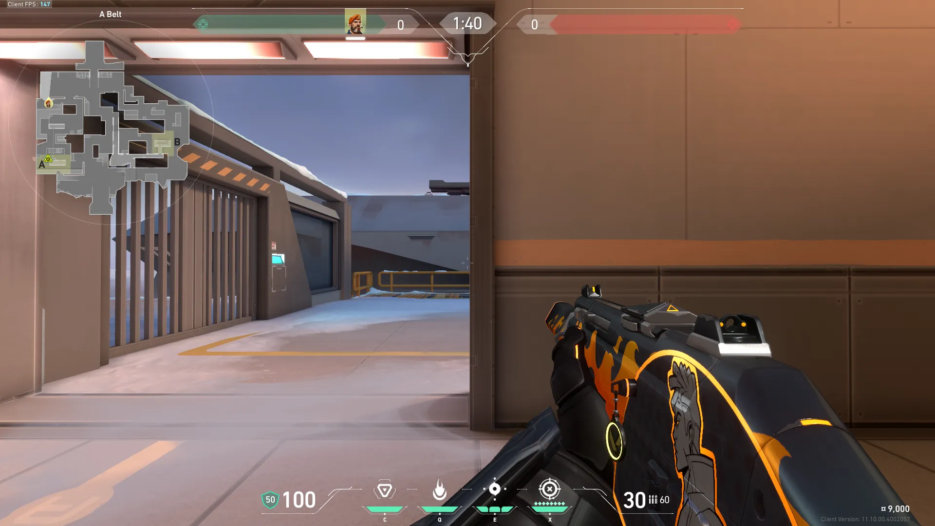 Brimstone Incendiary on Icebox Attack Site A — step 2 of 6: Aim — line up the shot