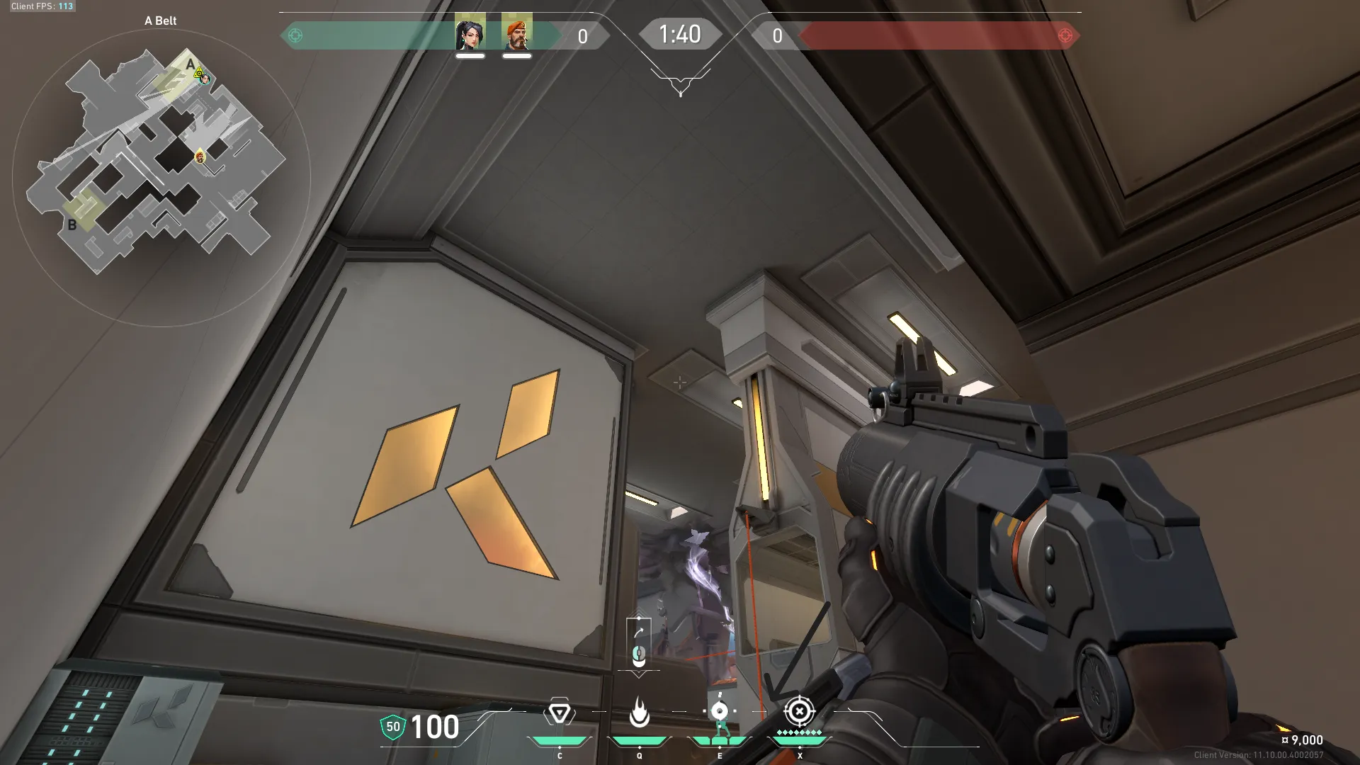 Brimstone Incendiary on Icebox Attack Site A — step 2 of 3: Aim — line up the shot