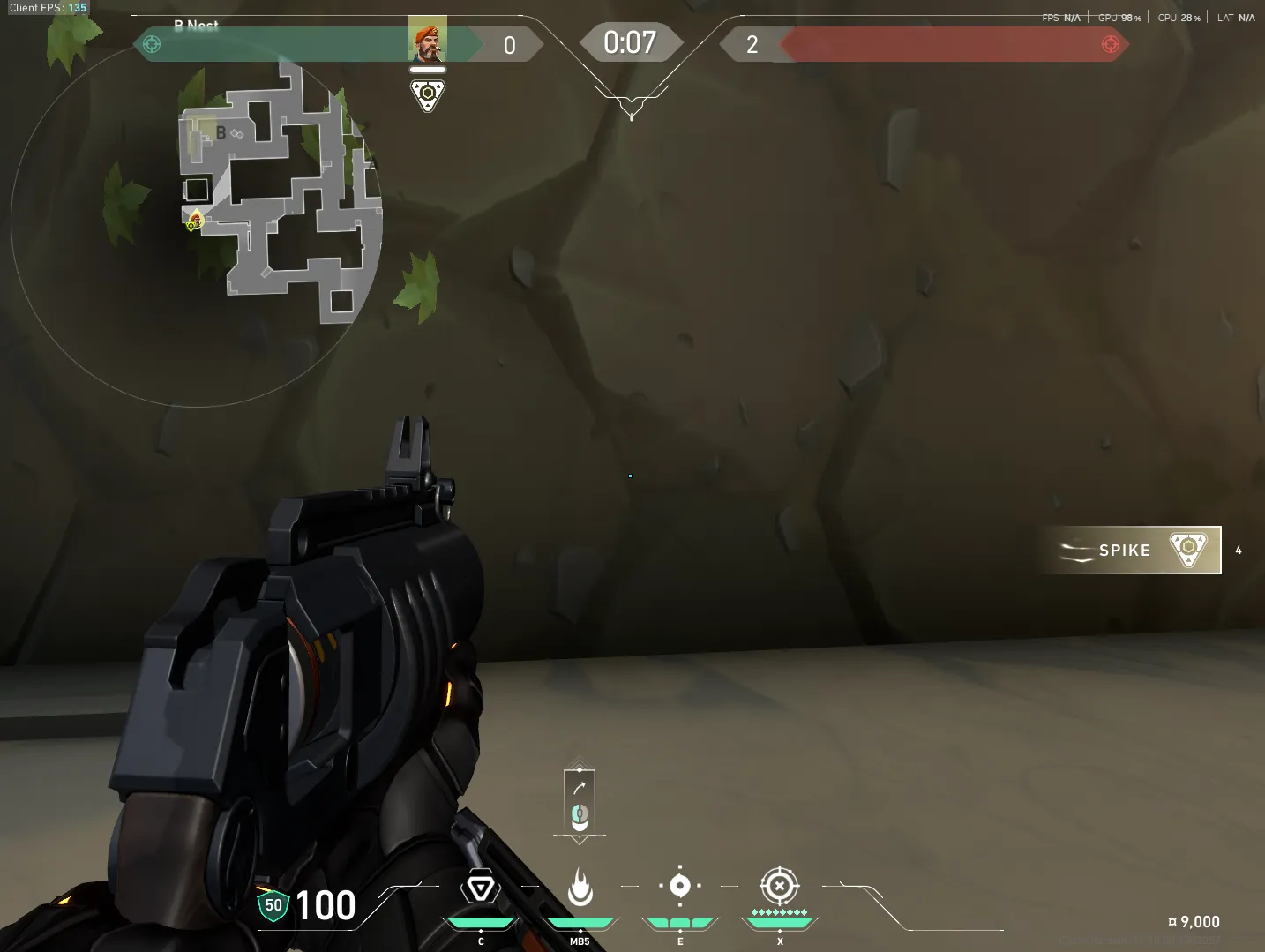 Brimstone Incendiary on Abyss Attack Site B — step 2 of 5: Aim — line up the shot