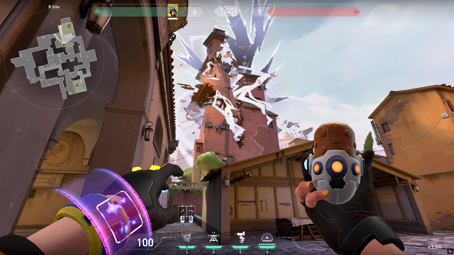 Killjoy Nanoswarm on Ascent Defense Site B — step 3 of 7: Aim — line up the shot