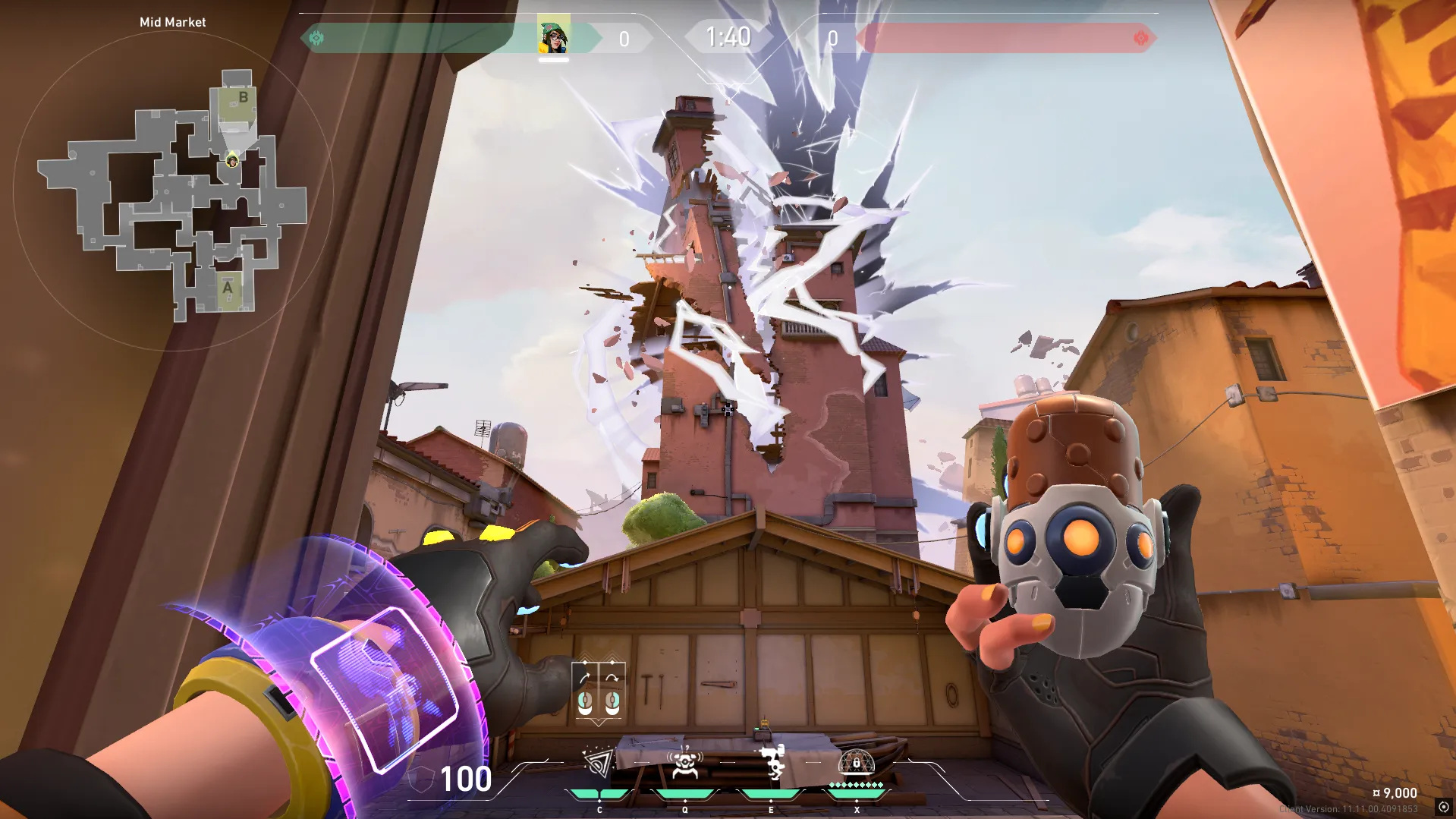 Killjoy Nanoswarm on Ascent Defense Site B — step 5 of 7: Aim — line up the shot