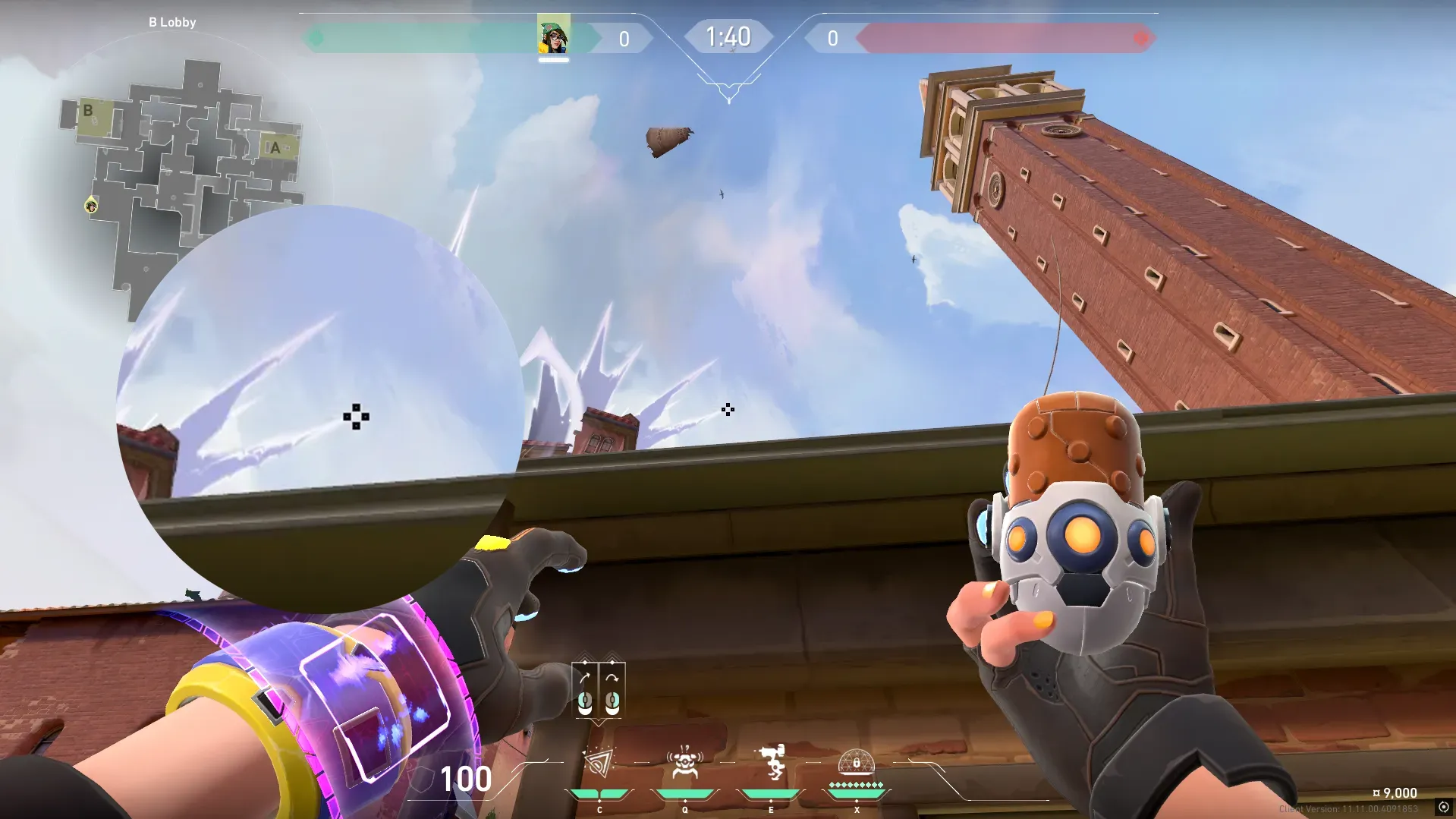 Killjoy Nanoswarm on Ascent Attack Site B — step 2 of 3: Aim — line up the shot