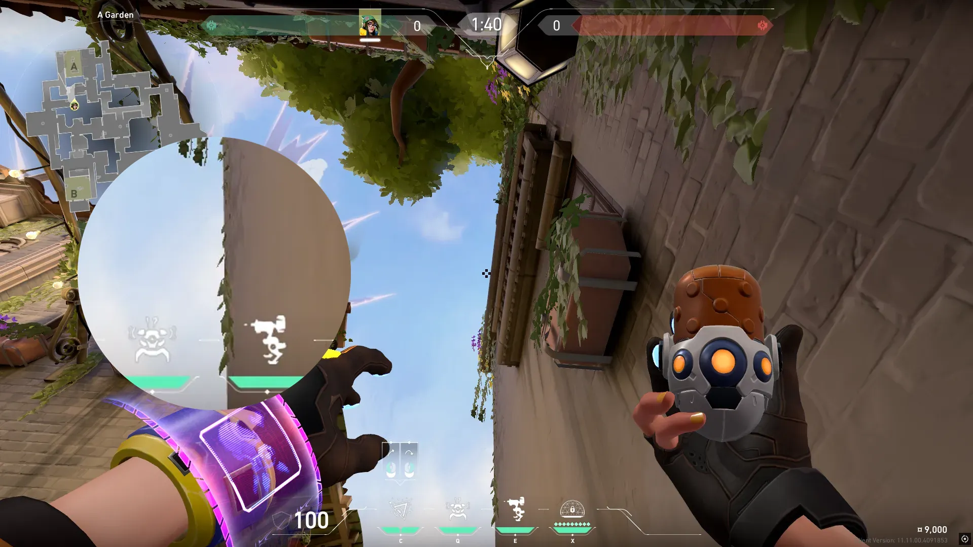 Killjoy Nanoswarm on Ascent Defense Site A — step 2 of 3: Aim — line up the shot