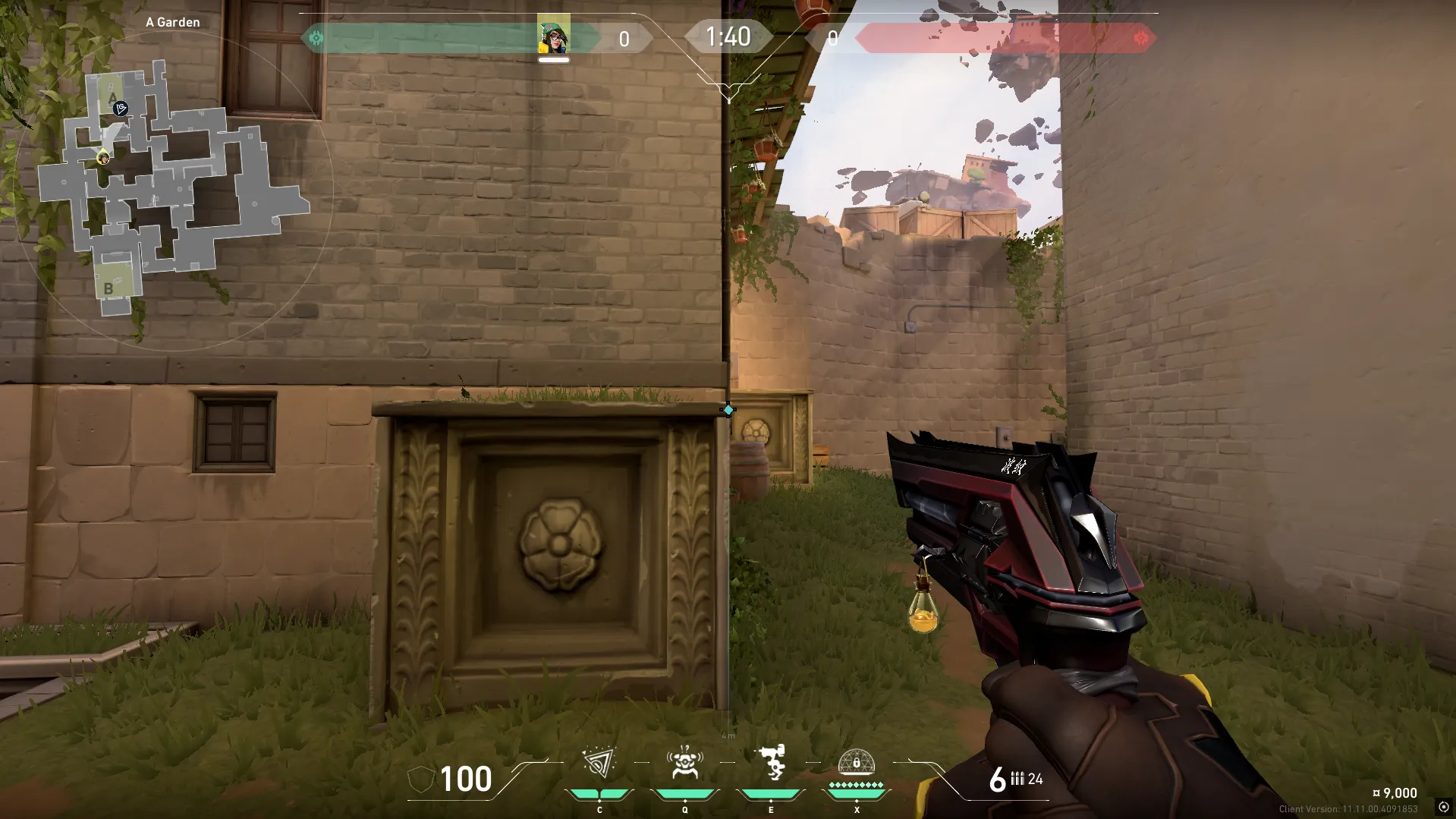 Killjoy Nanoswarm on Ascent Defense Site A — step 2 of 4: Aim — line up the shot