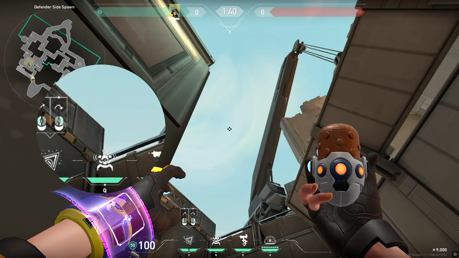 Killjoy Nanoswarm on Bind Defense Site A — step 2 of 3: Aim — line up the shot