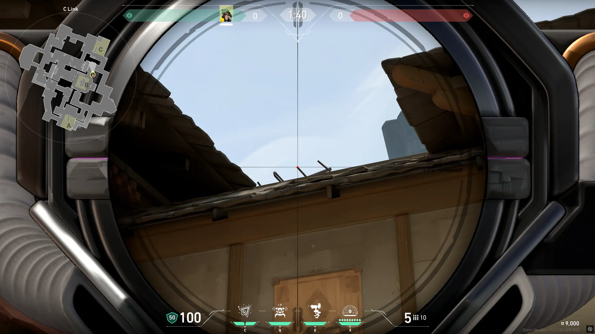 Killjoy Nanoswarm on Haven Defense Site C — step 2 of 4: Aim — line up the shot