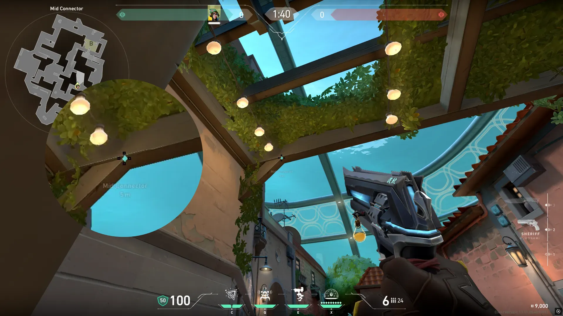 Killjoy Nanoswarm on Pearl Defense Site B — step 2 of 5: Aim — line up the shot