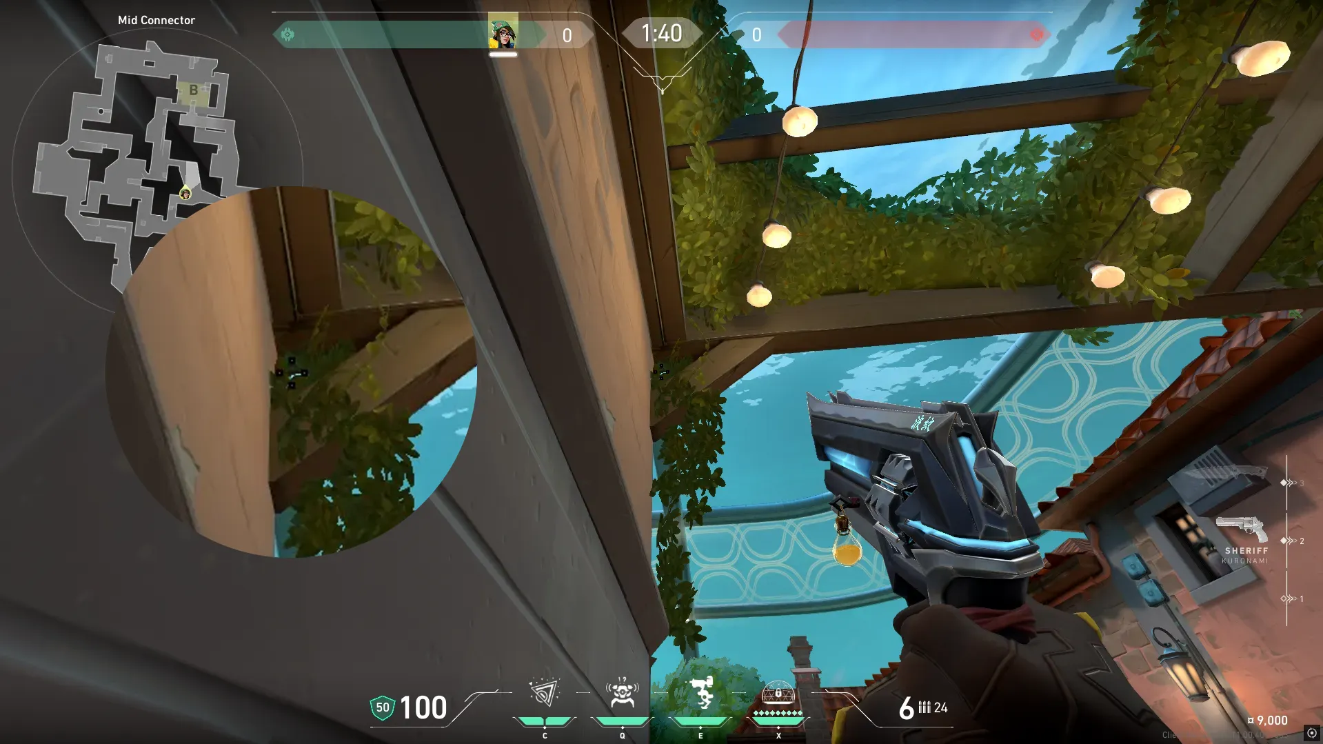 Killjoy Nanoswarm on Pearl Defense Site B — step 2 of 5: Aim — line up the shot