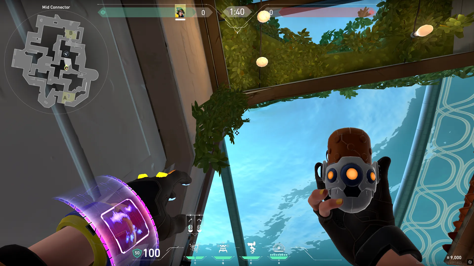 Killjoy Nanoswarm on Pearl Defense Site B — step 4 of 5: Aim — line up the shot