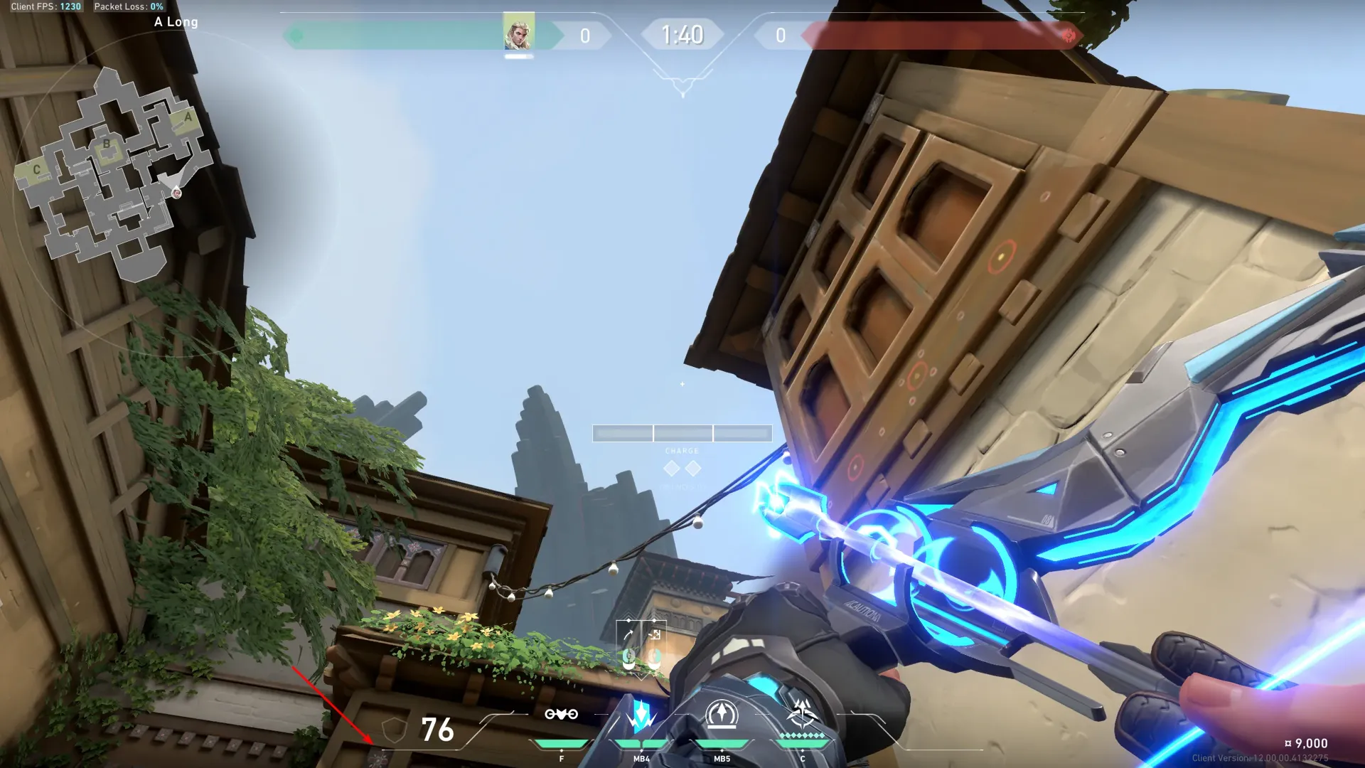 Sova Shock Bolt on Haven Attack Site A — step 3 of 4: Aim — line up the shot