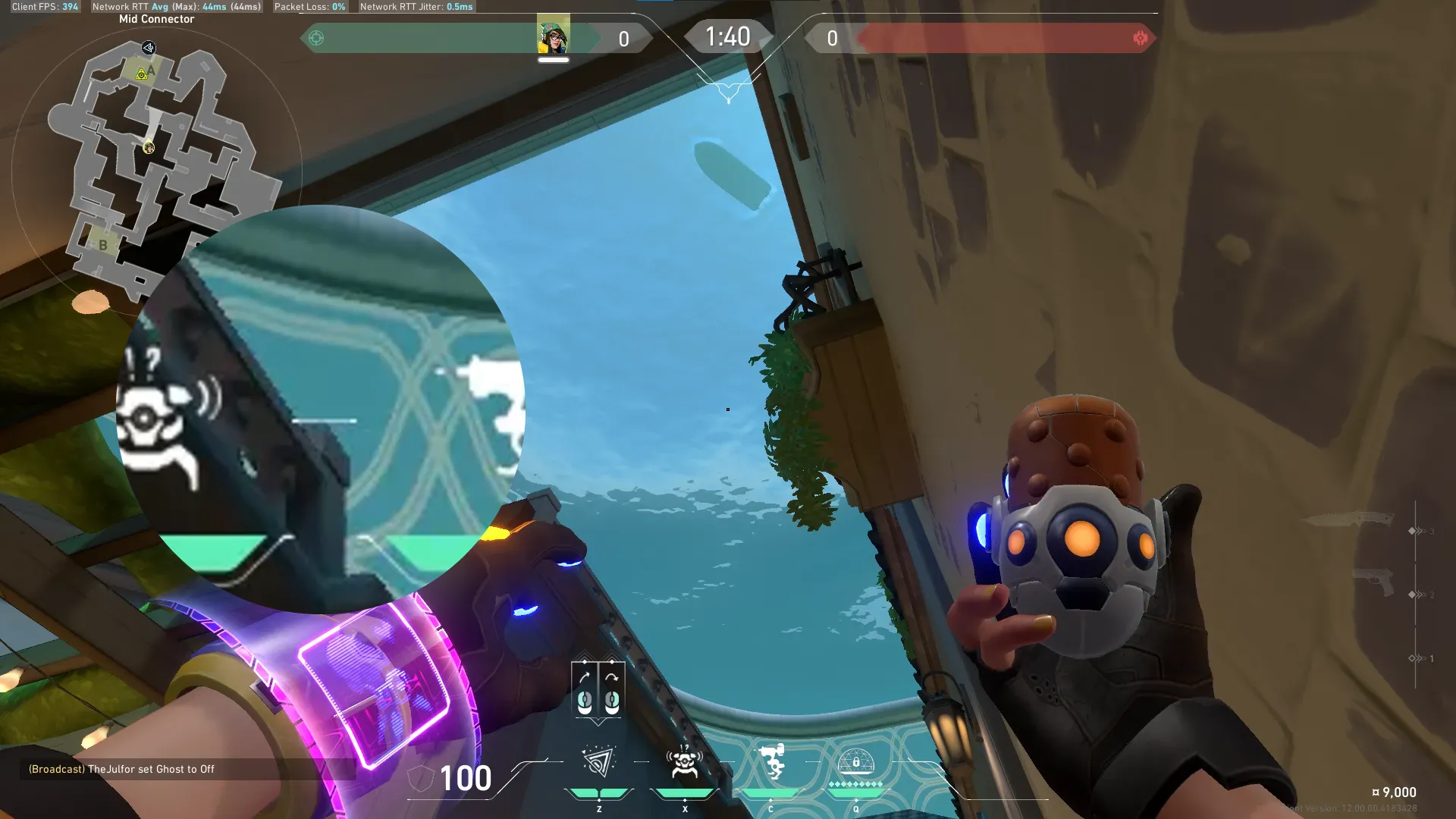 Killjoy Nanoswarm on Pearl Defense Site A — step 2 of 3: Aim — line up the shot
