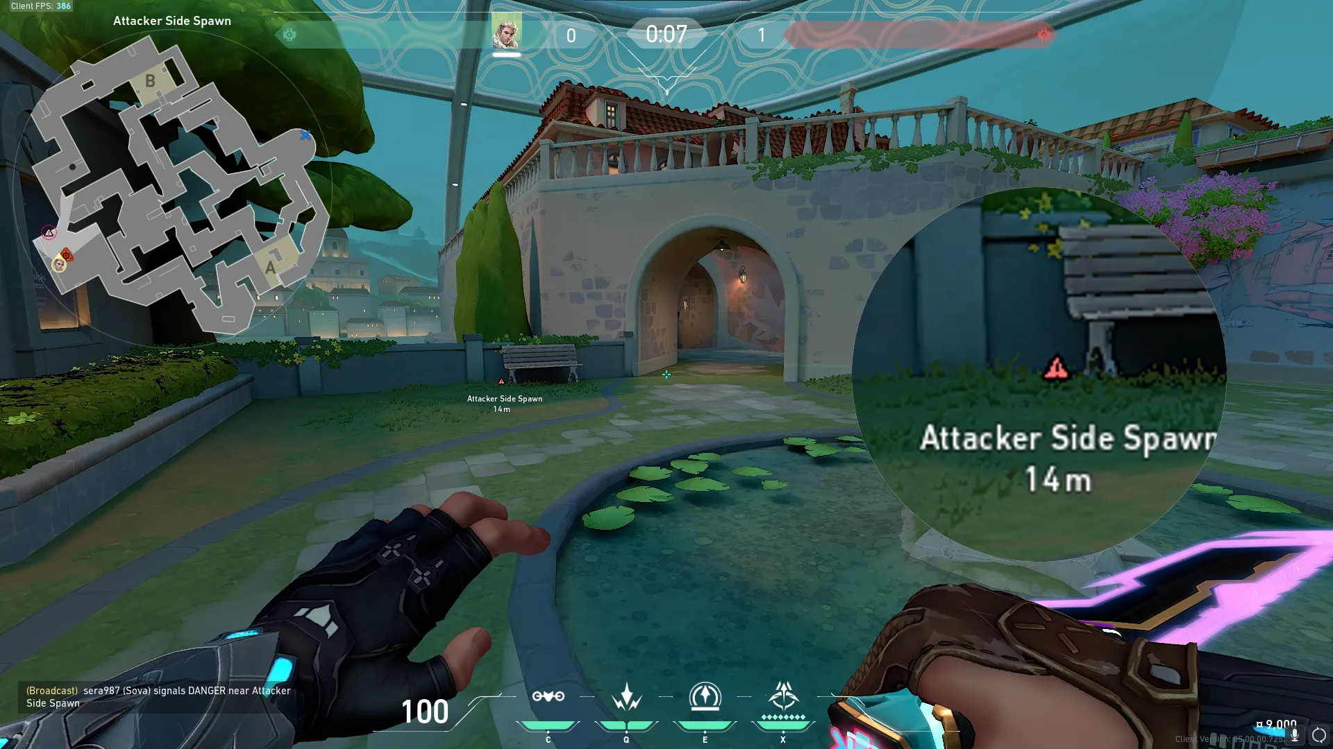 Sova Recon Bolt on Pearl Attack Site B — step 1 of 3: Position — where to stand