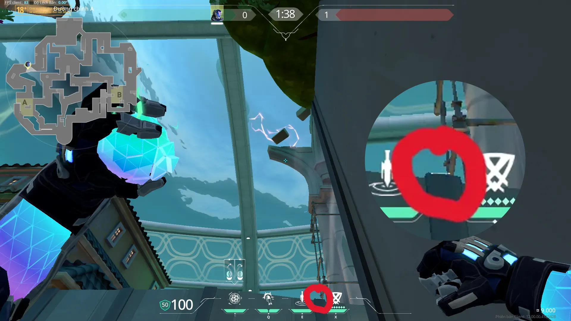 KAY/O Frag_Ment on Pearl Attack Site A — step 2 of 3: Aim — line up the shot