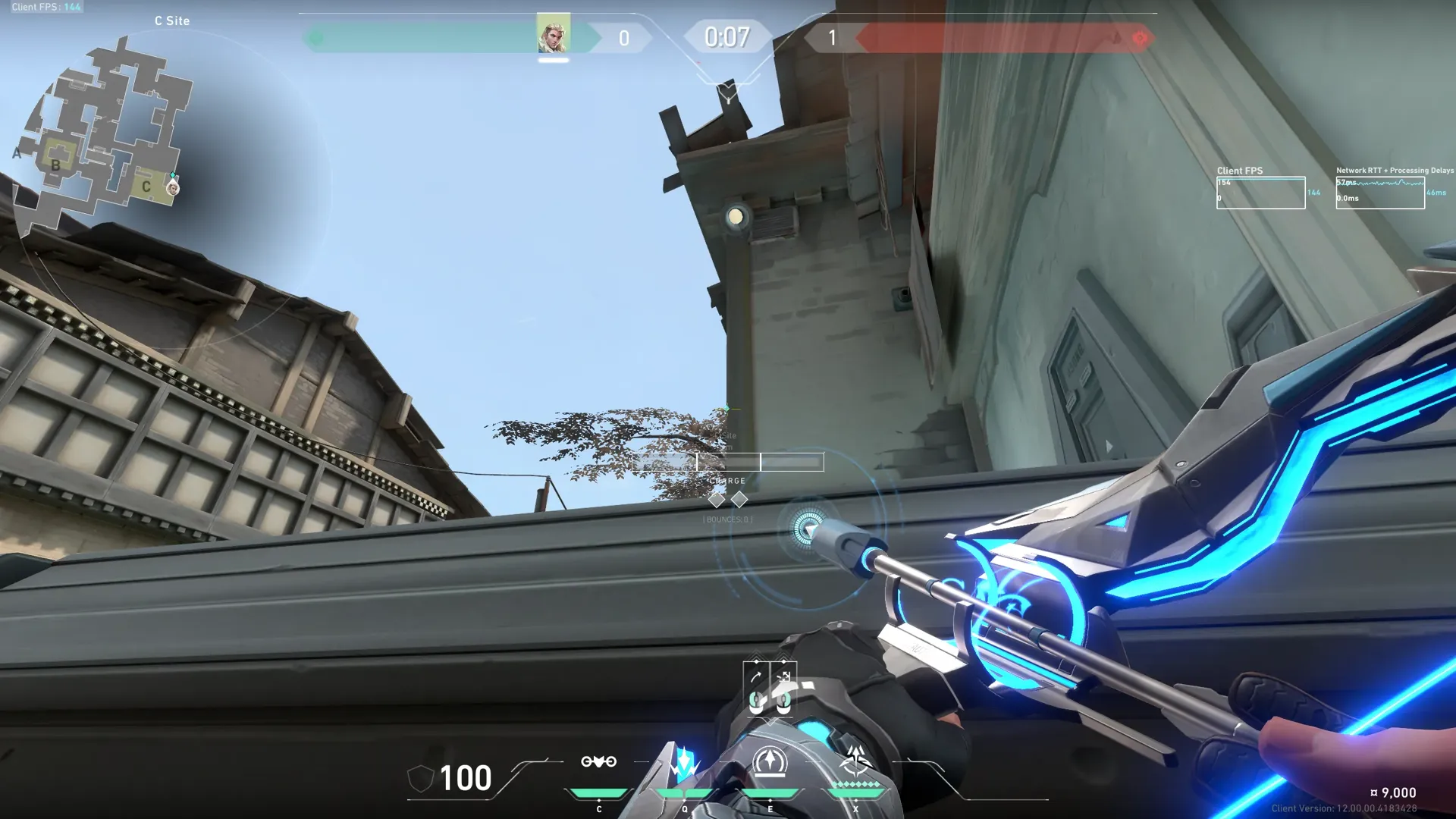 Sova Recon Bolt on Haven Defense Site C — step 2 of 4: Aim — line up the shot