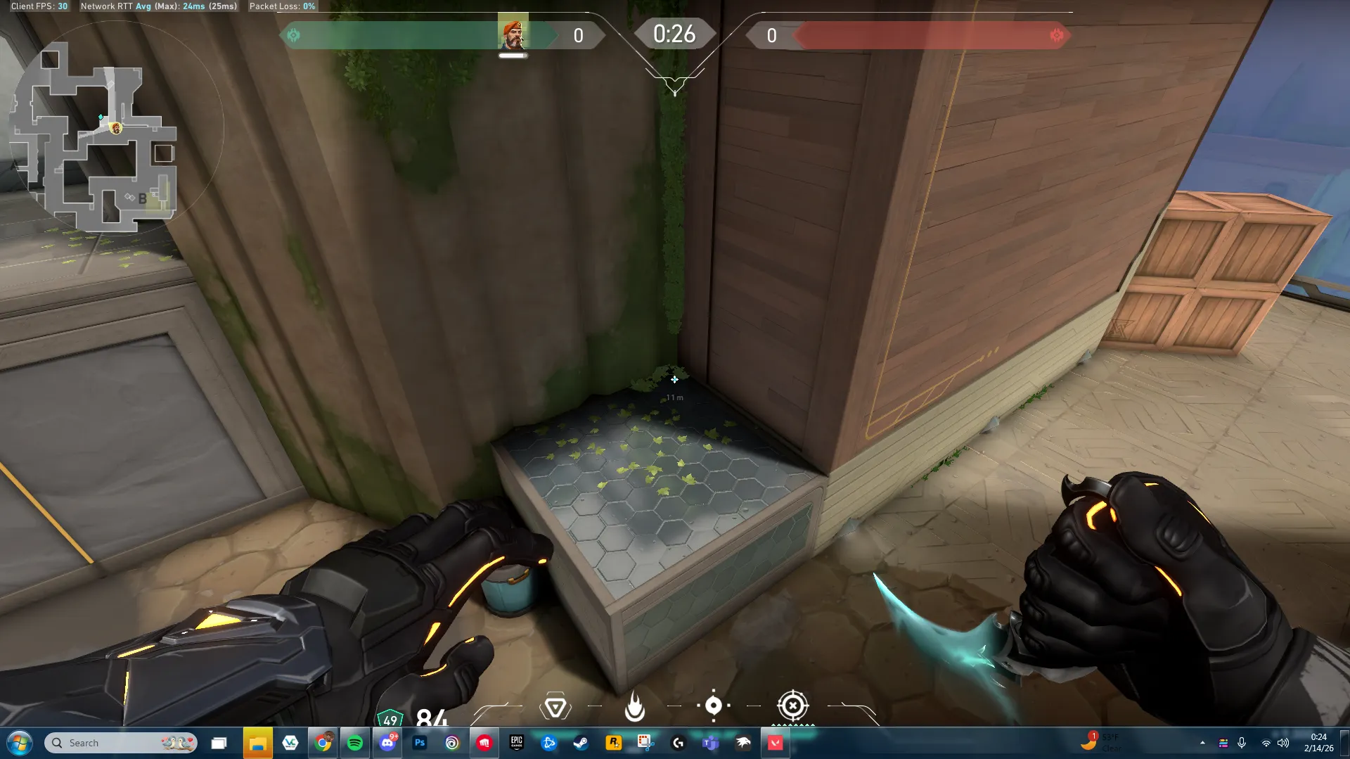Brimstone Incendiary on Abyss Attack Site B — step 1 of 3: Position — where to stand