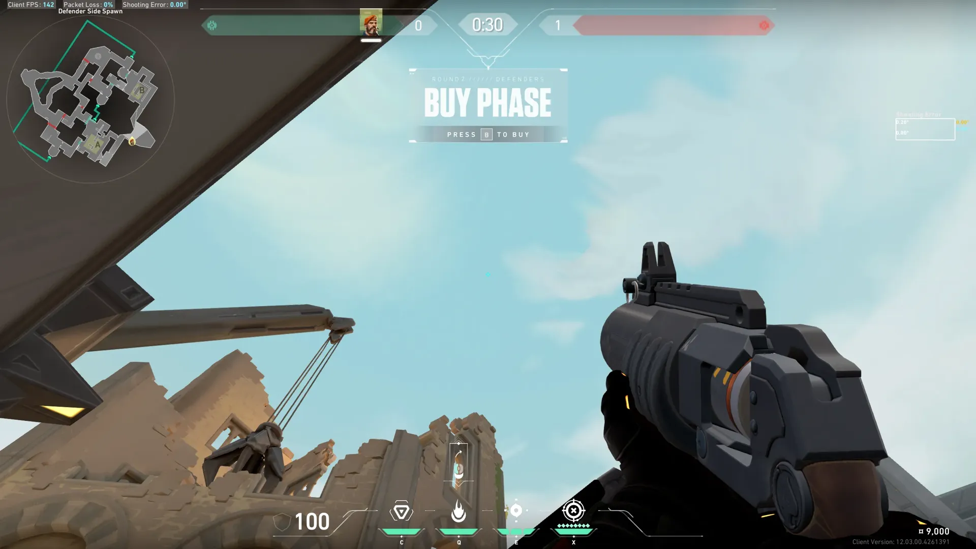 Brimstone Incendiary on Bind Defense Site B — step 3 of 4: Aim — line up the shot
