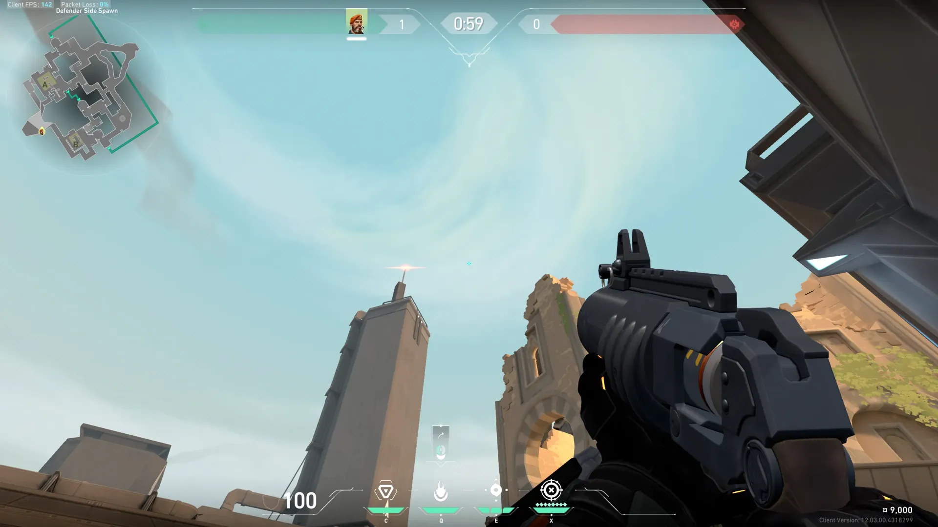 Brimstone Incendiary on Bind Defense Site A — step 3 of 4: Aim — line up the shot
