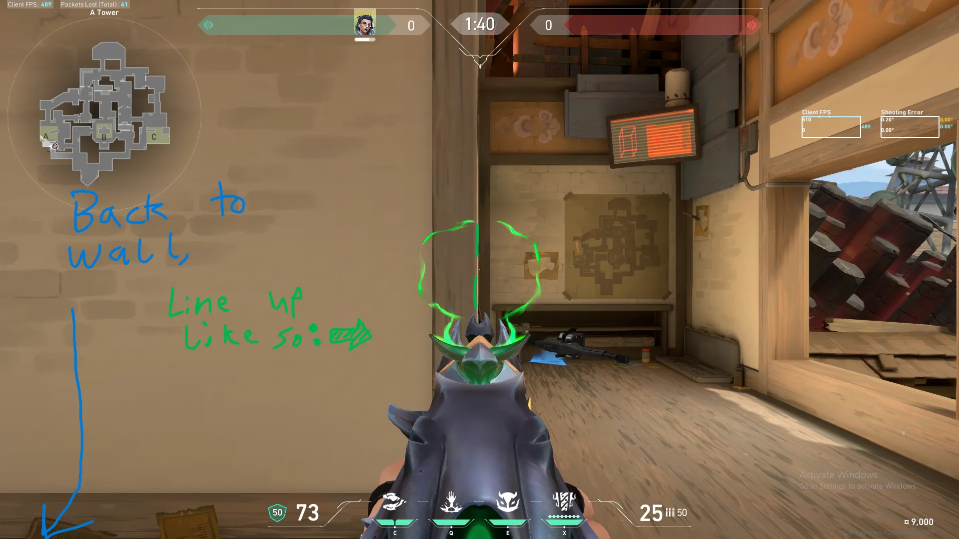 Fade Haunt on Haven Defense Site A — step 2 of 7: Aim — line up the shot