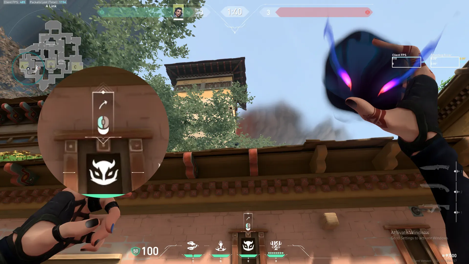 Fade Haunt on Haven Defense Site A — step 2 of 7: Aim — line up the shot