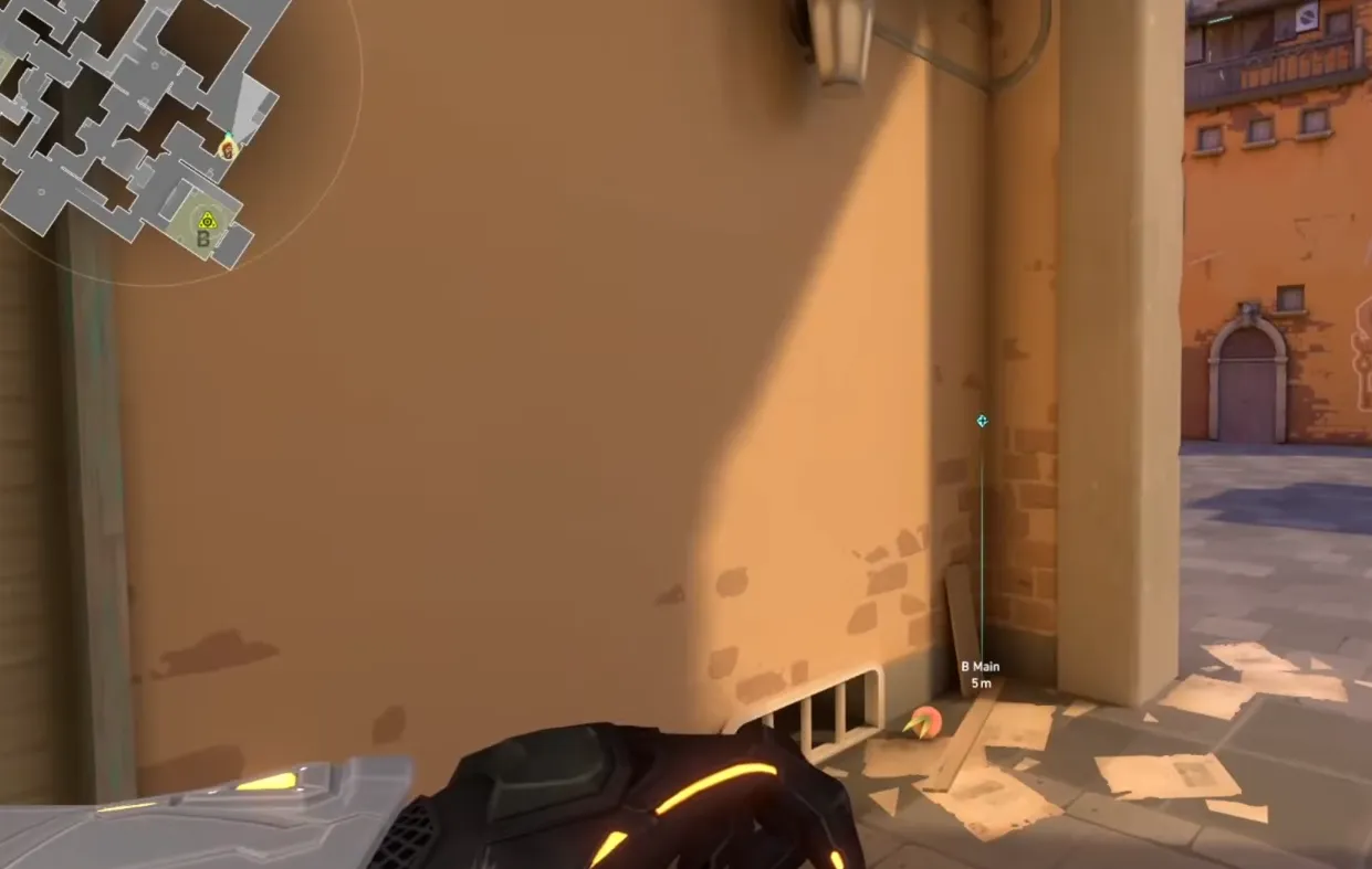 Brimstone Incendiary on Ascent Attack Site B — step 1 of 2: Position — where to stand