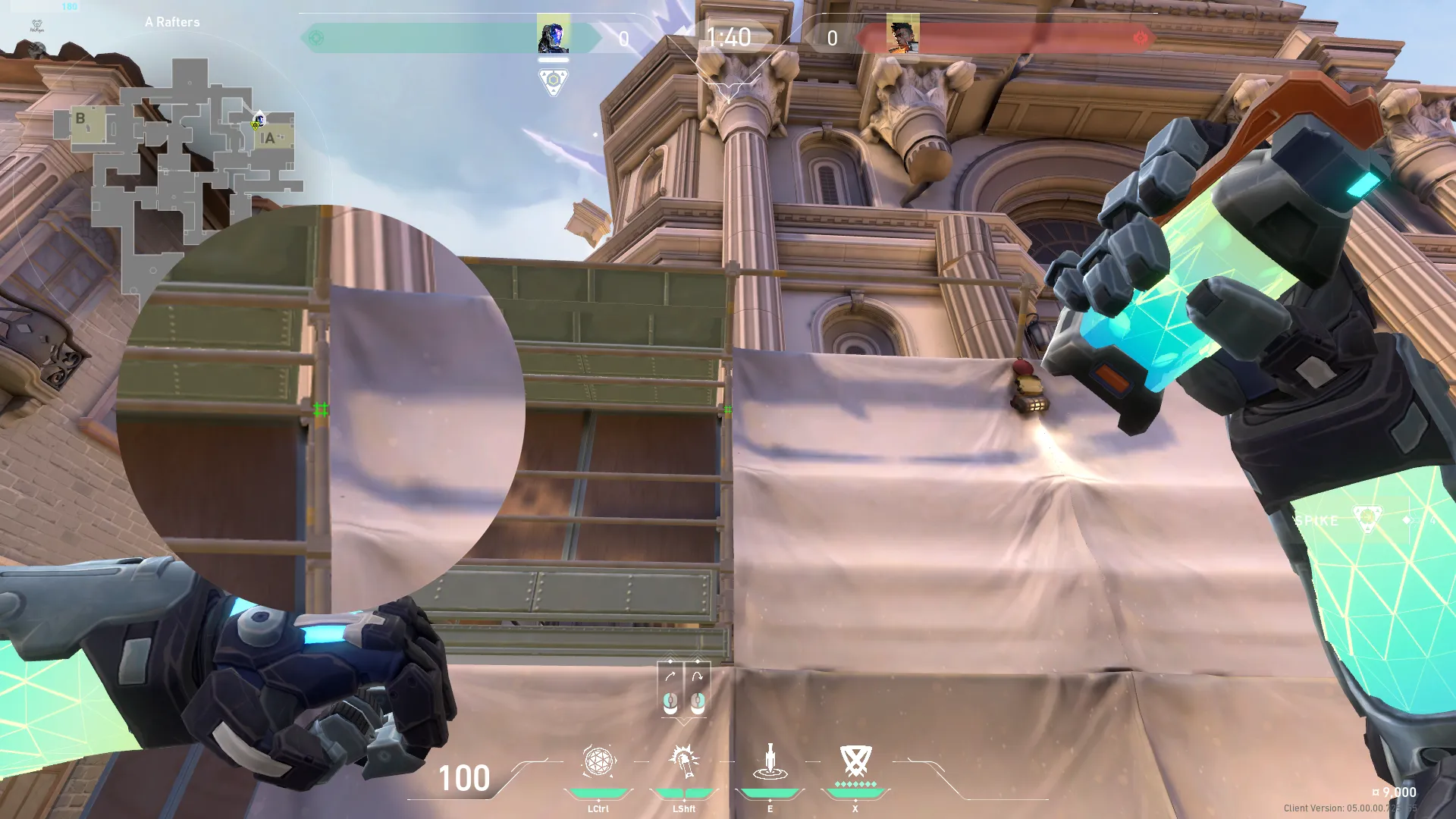 KAY/O Flash_Drive on Ascent Defense Site A — step 2 of 3: Aim — line up the shot