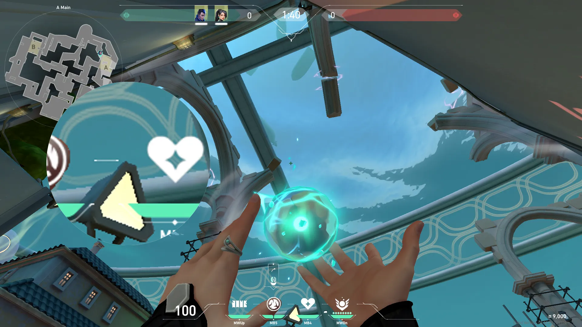 Sage Slow Orb on Pearl Attack Site A — step 2 of 3: Aim — line up the shot