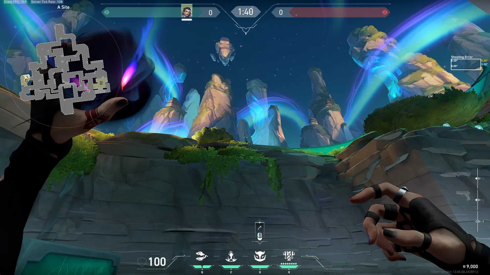 Fade Haunt on Summit Defense Site A — step 2 of 3: Aim — line up the shot
