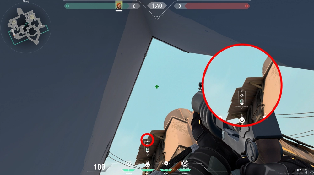 Brimstone Incendiary on Bind Attack Site B — step 2 of 3: Aim — line up the shot
