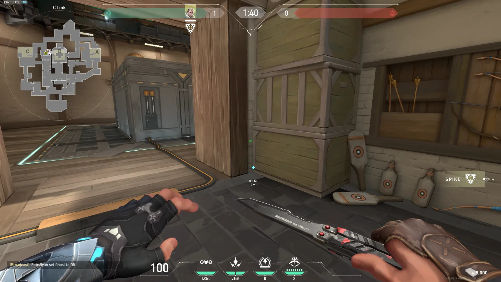 Sova Recon Bolt on Haven Defense Site C — step 1 of 3: Position — where to stand
