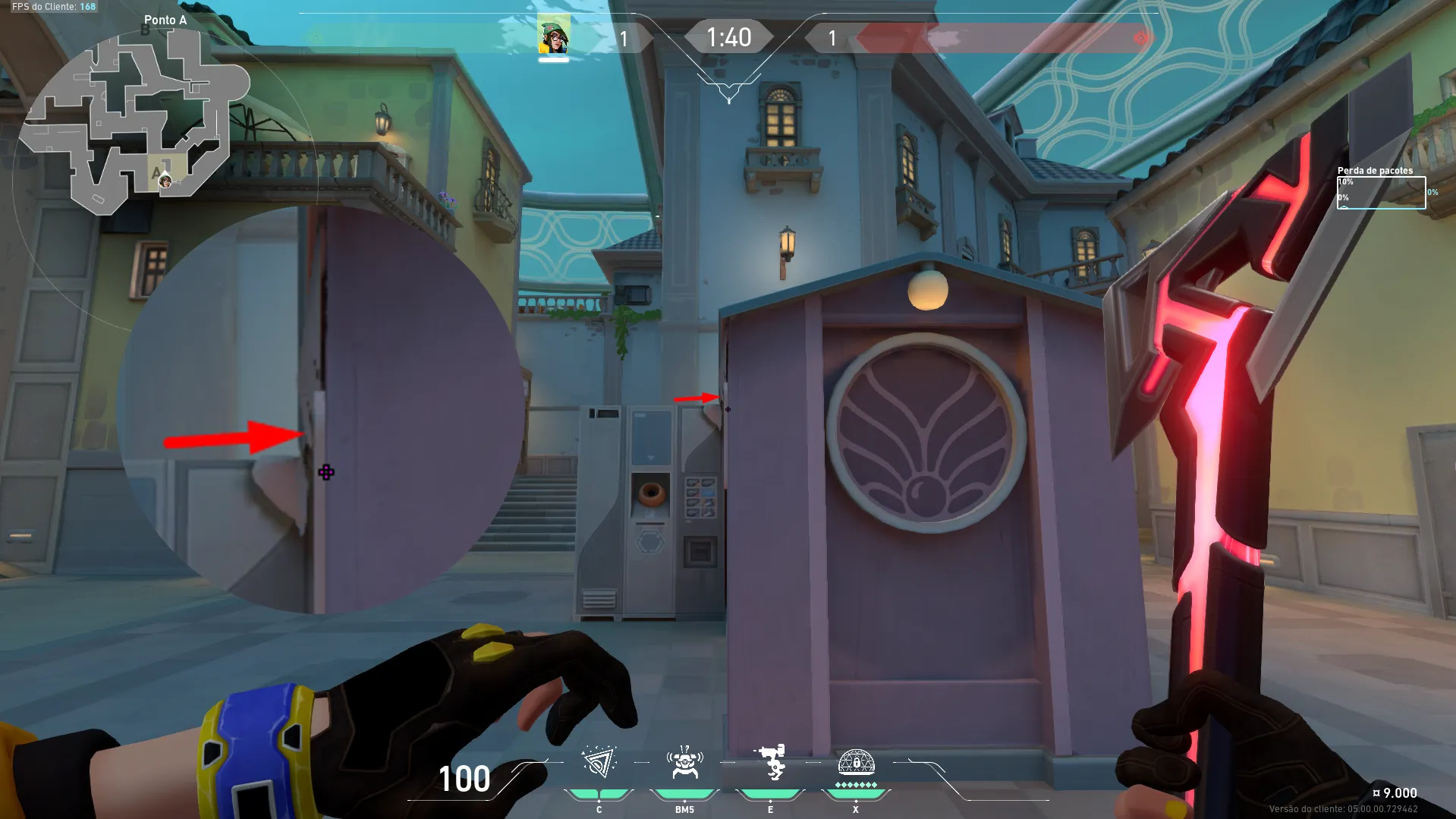 Killjoy Nanoswarm on Pearl Defense Site A — step 2 of 4: Aim — line up the shot