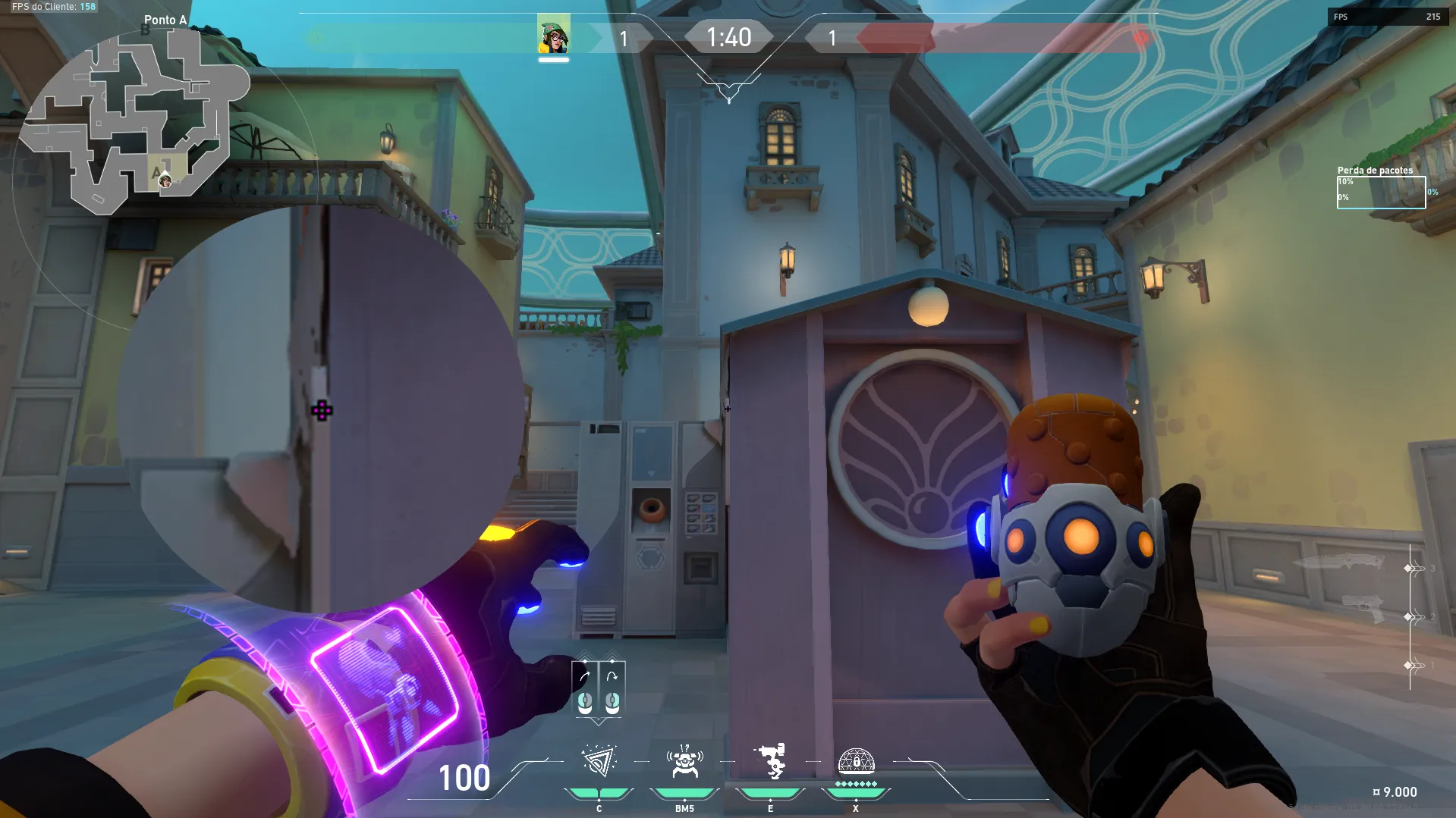 Killjoy Nanoswarm on Pearl Defense Site A — step 3 of 4: Aim — line up the shot