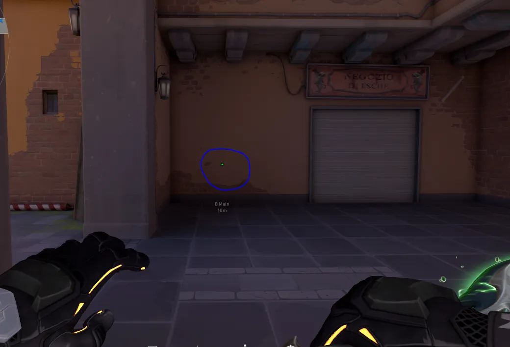 Brimstone Incendiary on Ascent Attack Site B — step 1 of 3: Position — where to stand