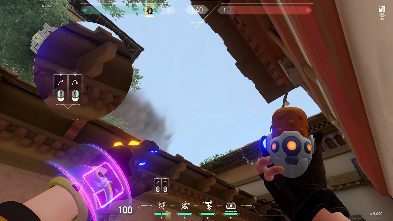 Killjoy Nanoswarm on Haven Defense Site A — step 3 of 4: Aim — line up the shot