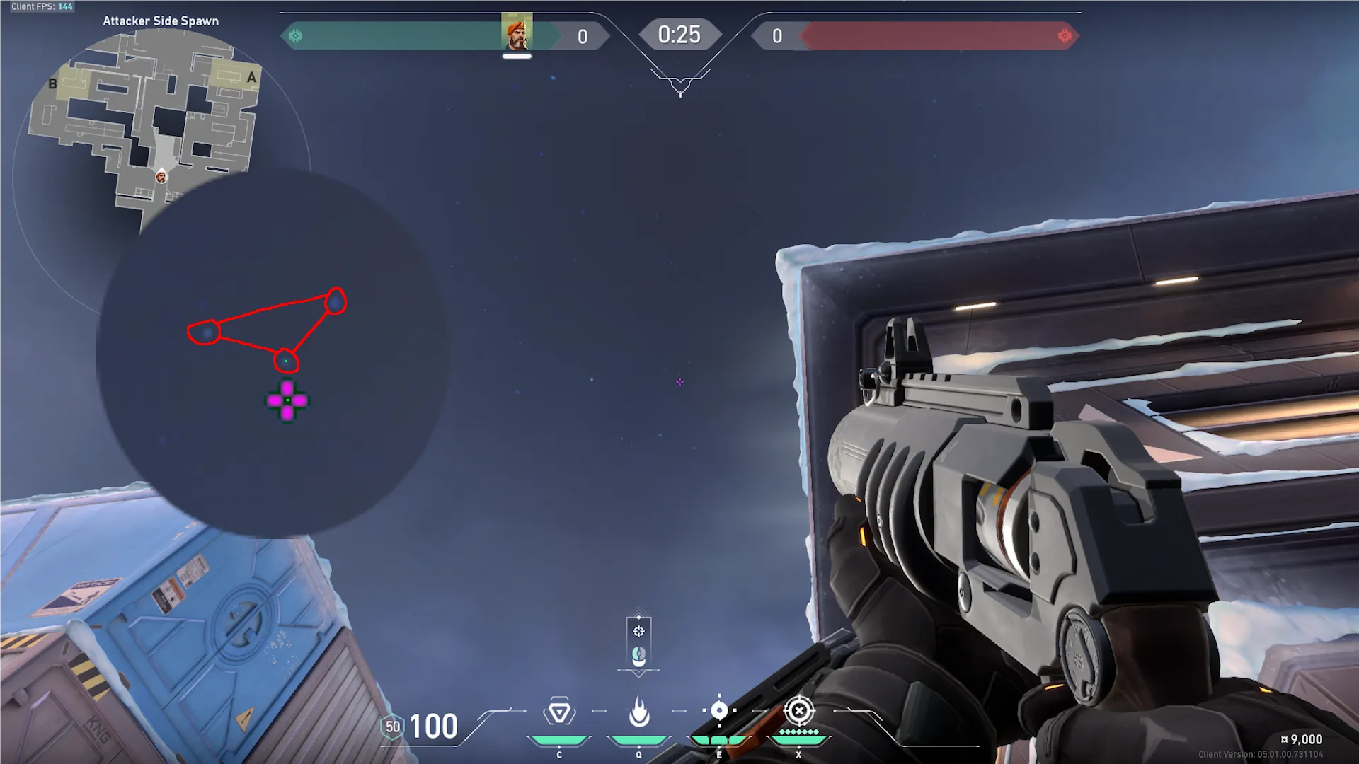 Brimstone Incendiary on Icebox Attack Mid — step 3 of 4: Aim — line up the shot