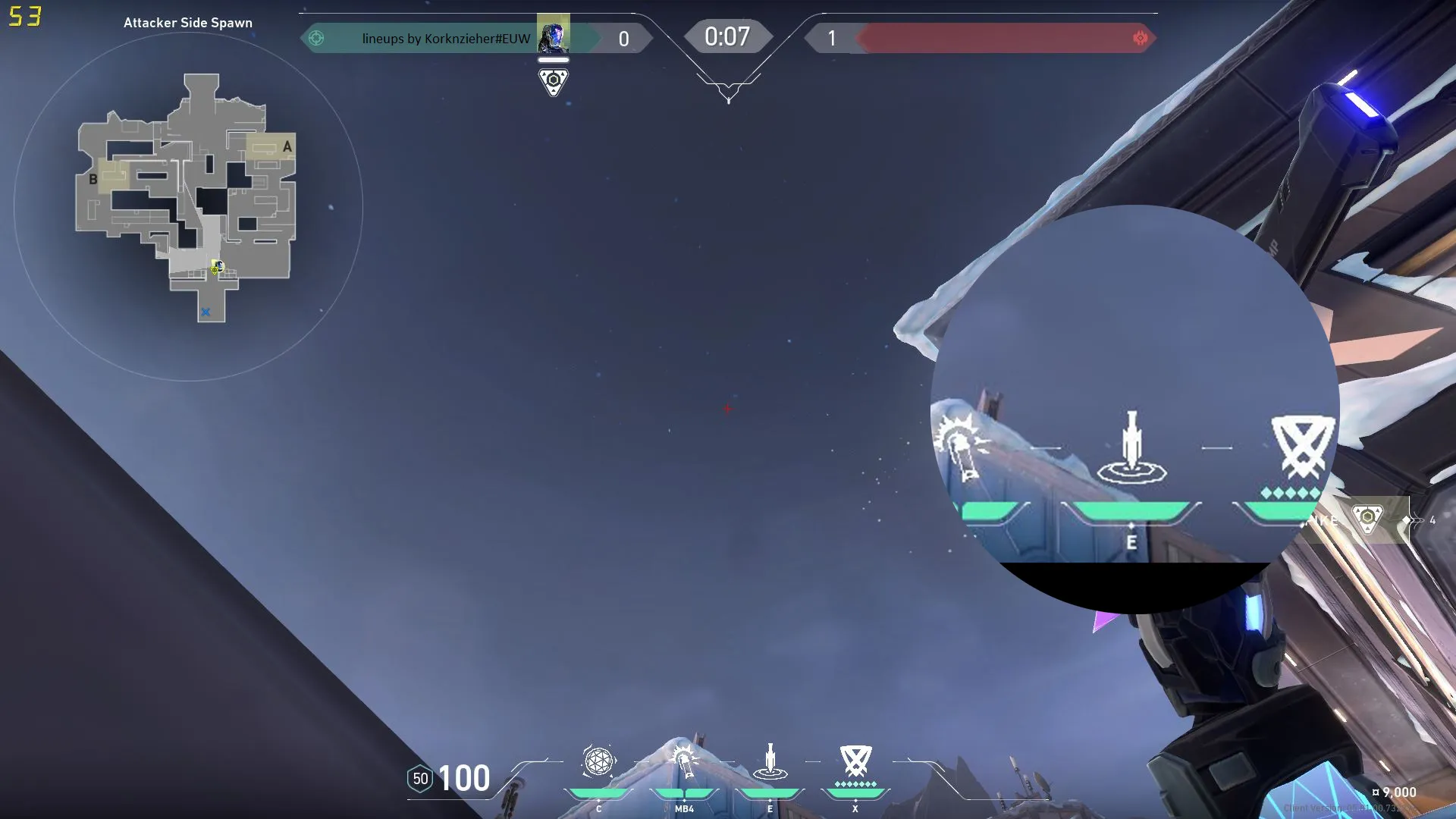 KAY/O Zero_Point on Icebox Attack Site B — step 2 of 3: Aim — line up the shot