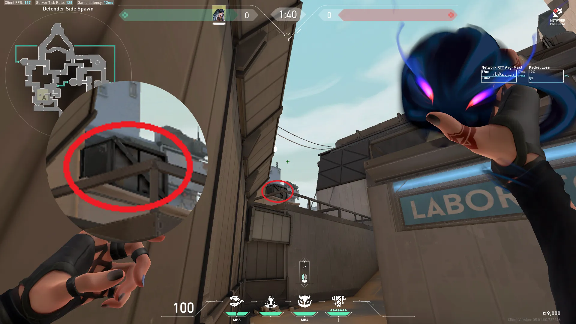 Fade Haunt on Bind Defense Site B — step 3 of 5: Aim — line up the shot