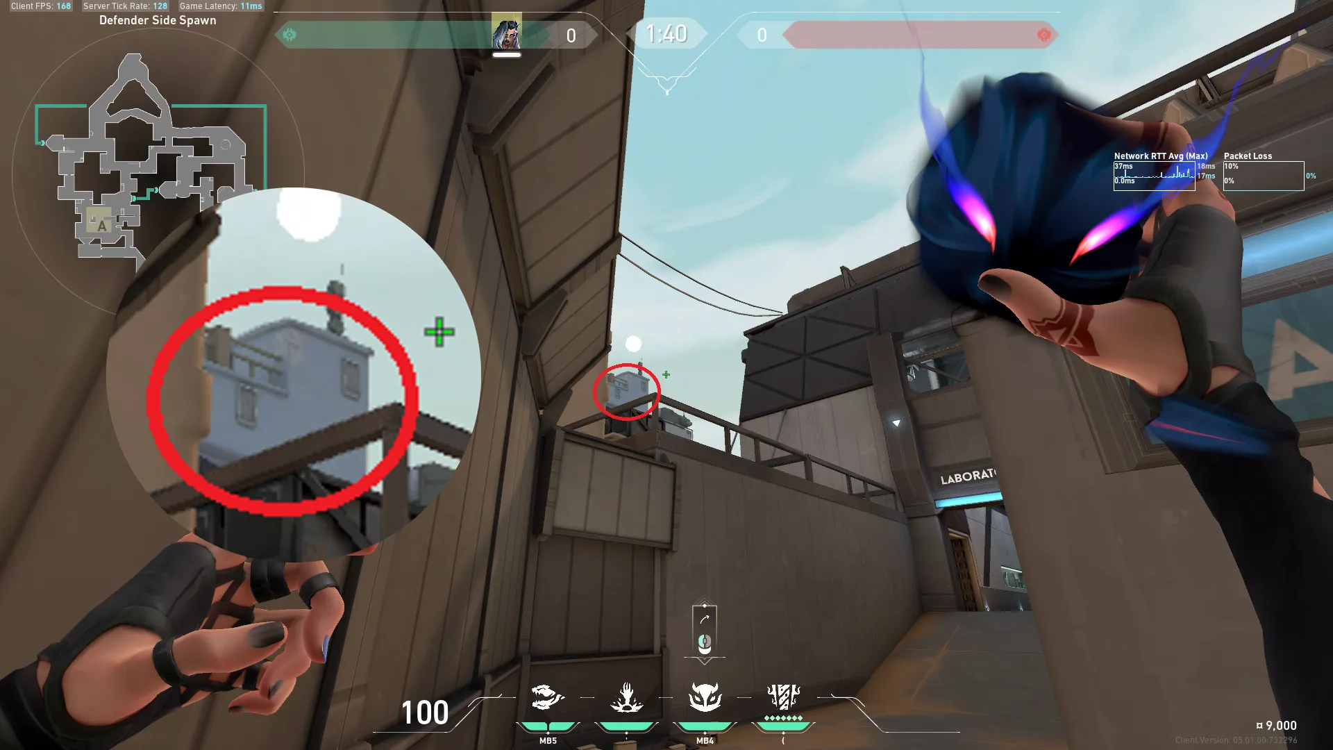 Fade Haunt on Bind Defense Site B — step 4 of 5: Aim — line up the shot
